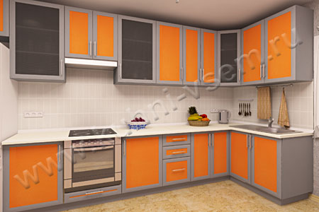 Кухня МДФ-Рамка «Титан+Оранж»