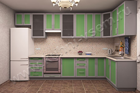 Кухня МДФ-Рамка «Титан+Зеленая степь»